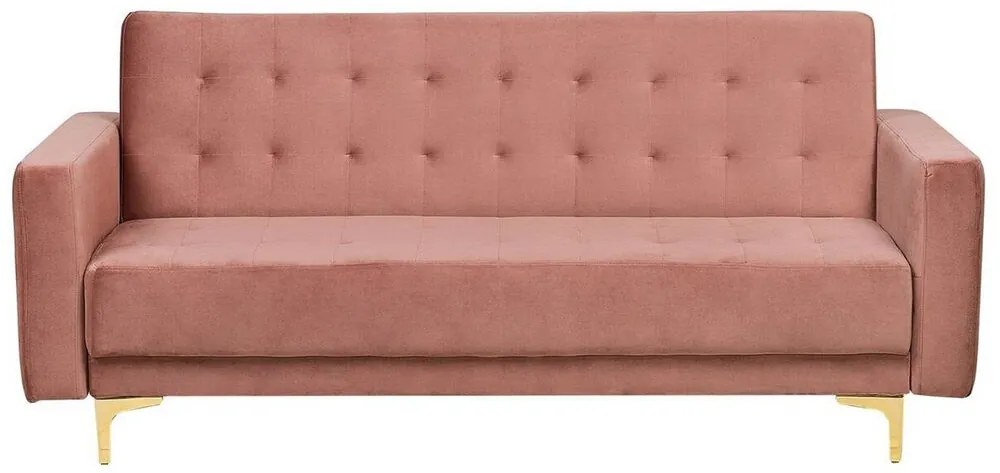 Sofá-cama de 3 lugares em veludo rosa ABERDEEN Beliani