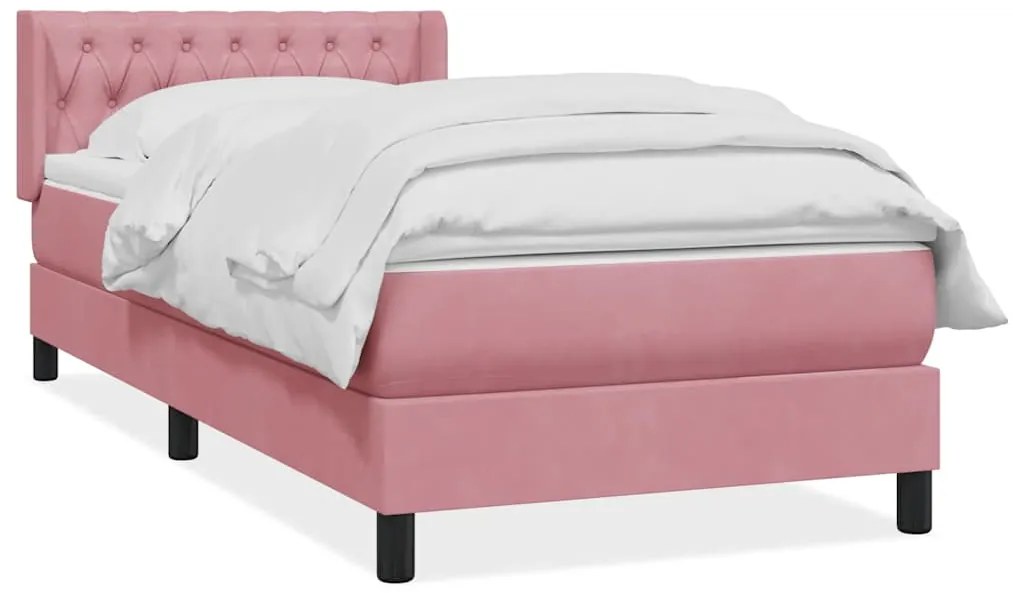 vidaXL Cama com molas/colchão rosa 90x220 cm veludo
