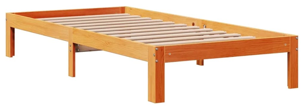 Cama com estante sem colchão 90x200cm pinho maciço castanho-mel