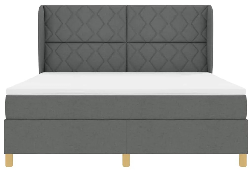 Cama Box com Colchão - Cinza Escuro, 180x200 cm, Tecido