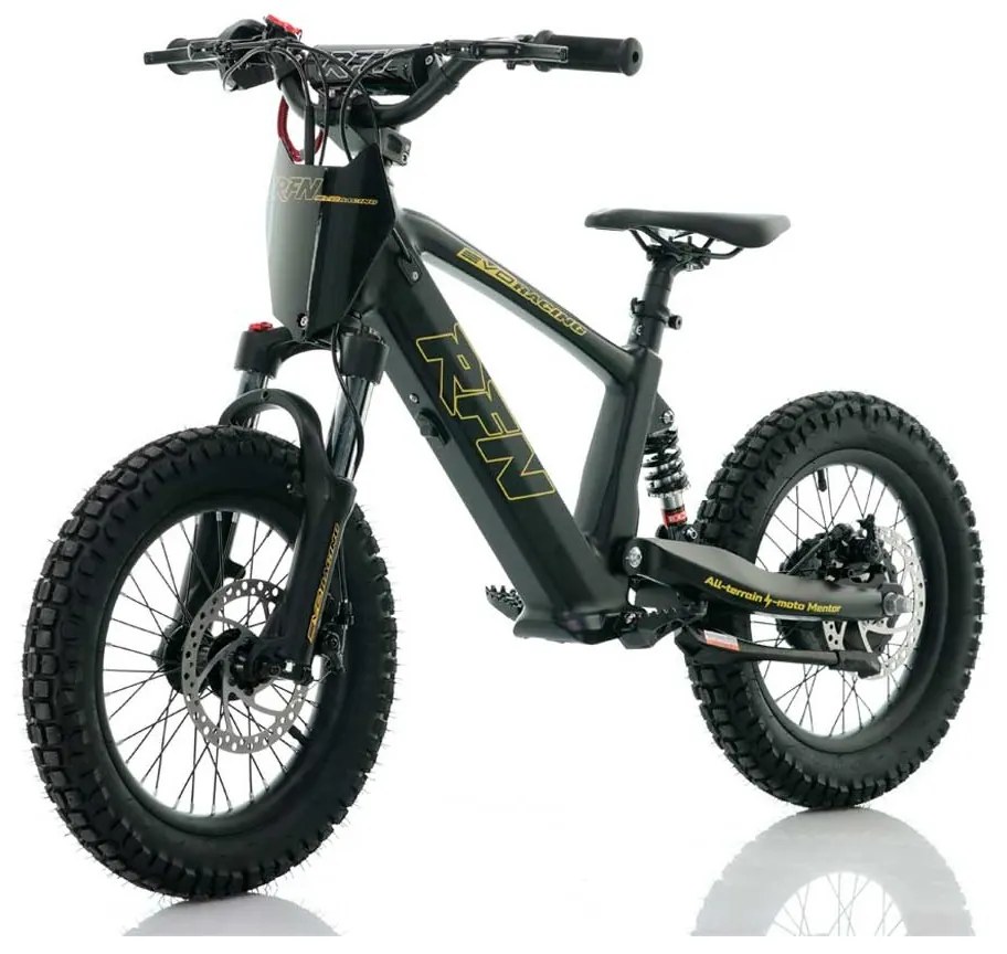 Bicicleta elétrica infantil 350W 16" Roan RXF Evo-S Preta e Dourada
