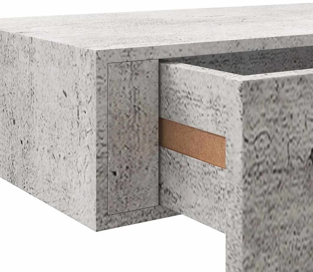 Prateleiras parede + gavetas 2 pcs MDF 40x23,5x10 cm cinza cim.