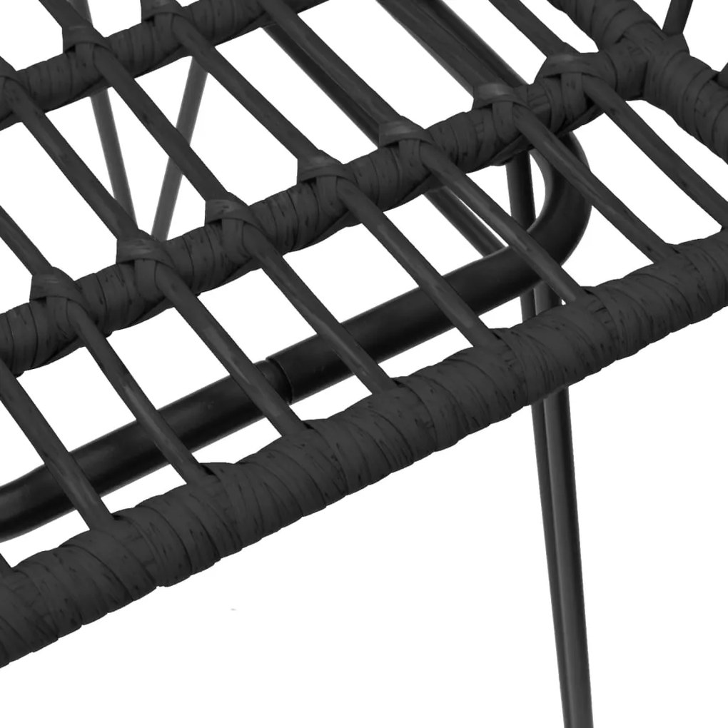 3 pcs conjunto de jantar para jardim vime PE preto