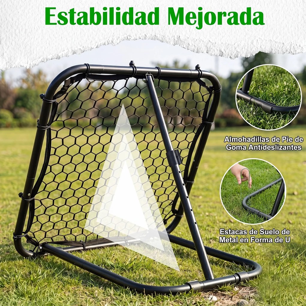 Rede de Ressalto para Futebol, 85 x 80 x 85 cm, Inclinação Regulável em 5 Níveis, Preto