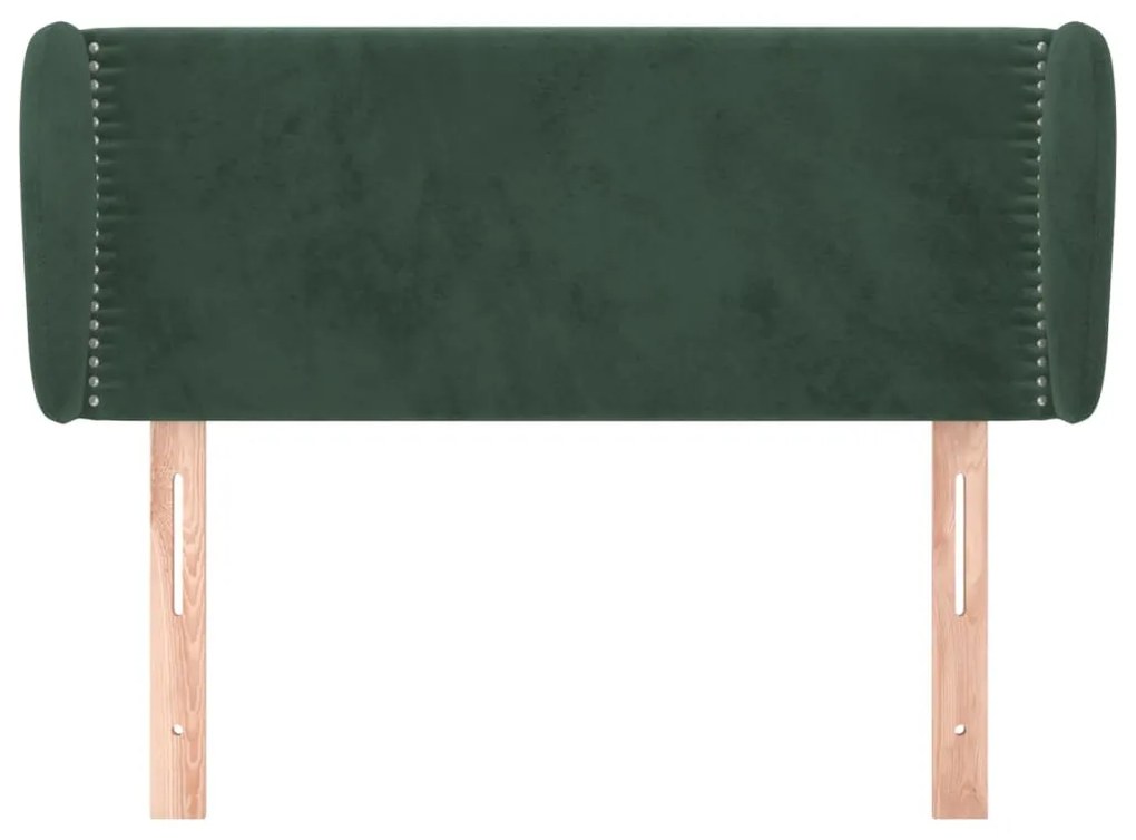 Cabeceira de cama c/ abas veludo 83x23x78/88cm verde-escuro