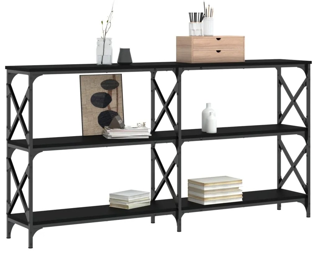 Mesa consola 156x28x80,5 cm derivados de madeira preto