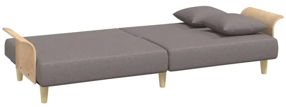 Sofá-cama com apoio de braços tecido cinzento-acastanhado