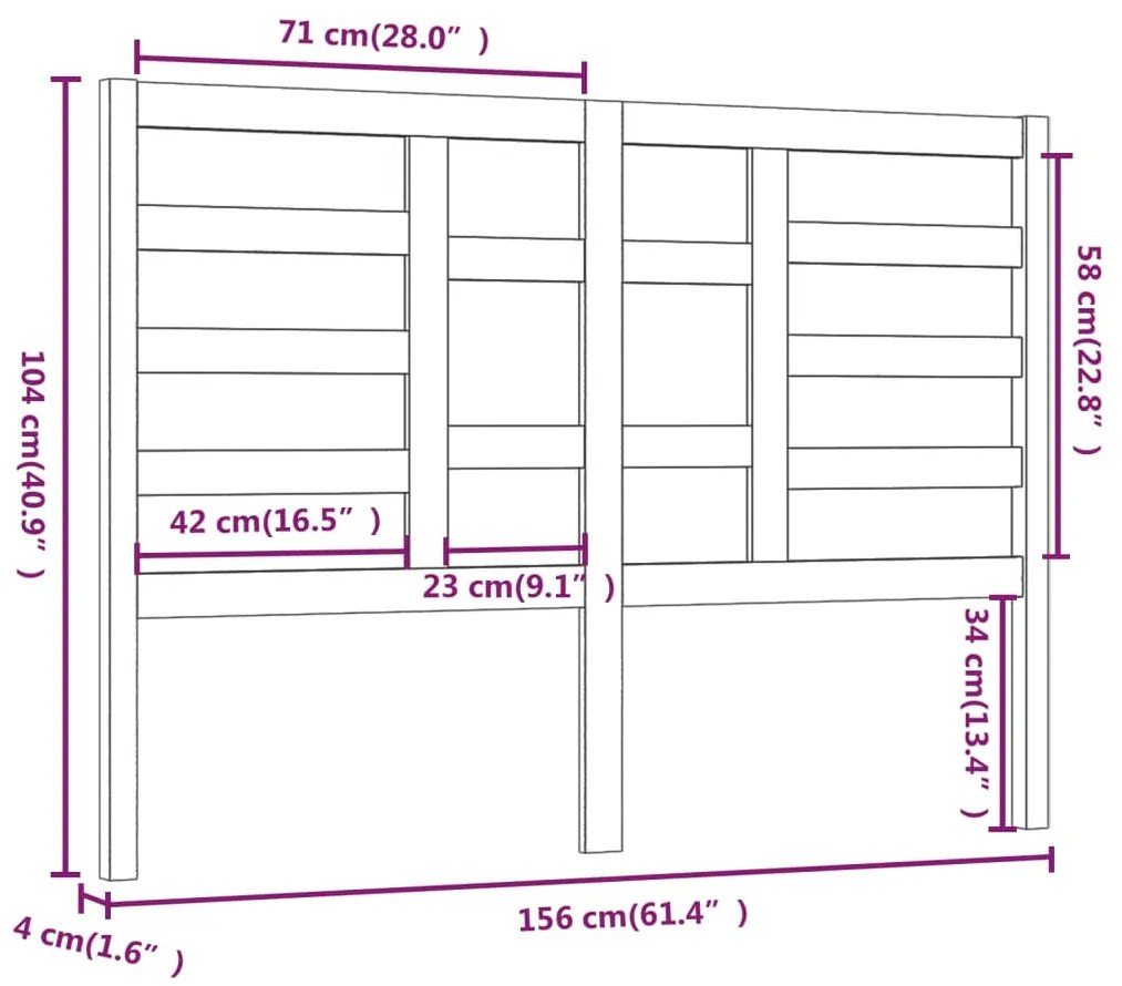 Cabeceira de cama 156x4x104 cm pinho maciço castanho mel