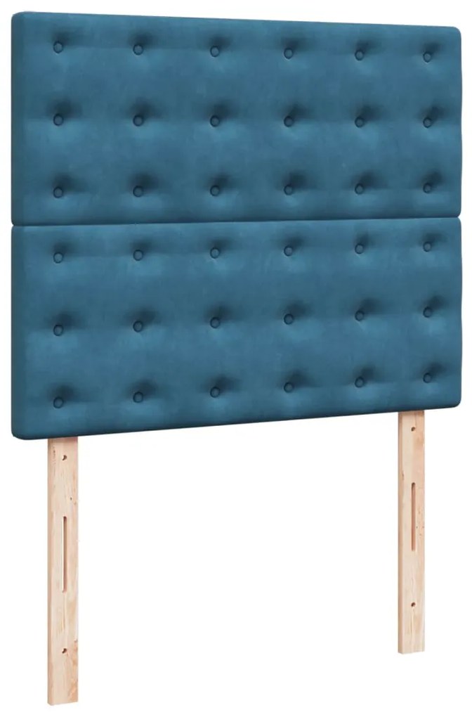 Cama boxspring com colchão 120x190 cm veludo azul-escuro