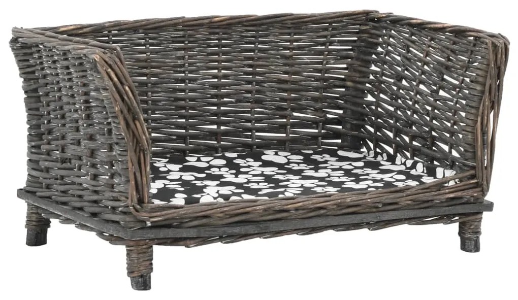 vidaXL Cesto p/ cães almofadão cinzento 50x33x30cm salgueiro genuíno