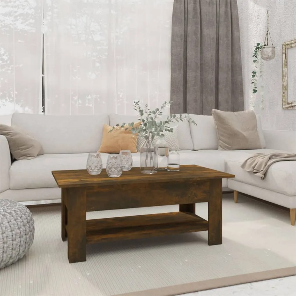 813074 vidaXL Mesa de centro 102x55x42 cm aglomerado cor carvalho fumado