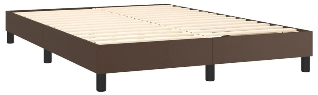 Estrutura de cama 140x200cm couro artificial castanho