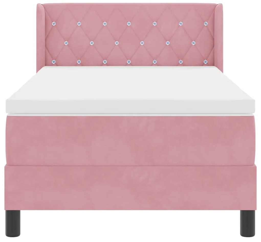 Camas Box Spring vidaXL com Colchão Rosa 90x200 cm Veludo