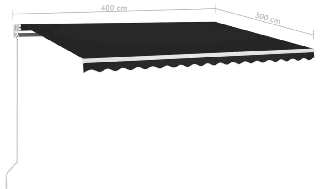 Toldo retrátil manual com LED 400x300 cm antracite