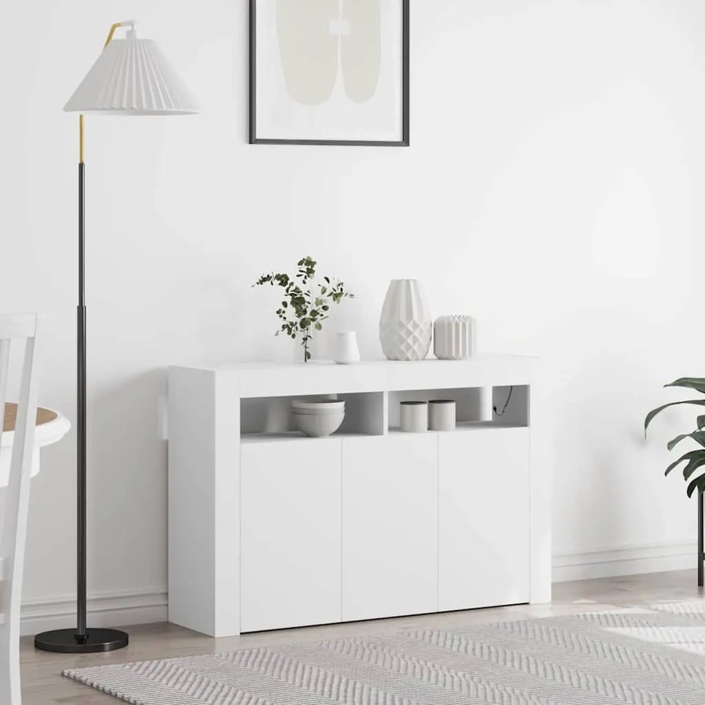Aparador Branco Branco Madeira de Engenharia 116 x 30 x 75 cm