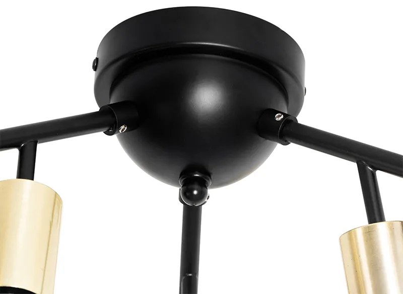 Candeeiro de teto design preto com dourado 12 luzes - Juul Design