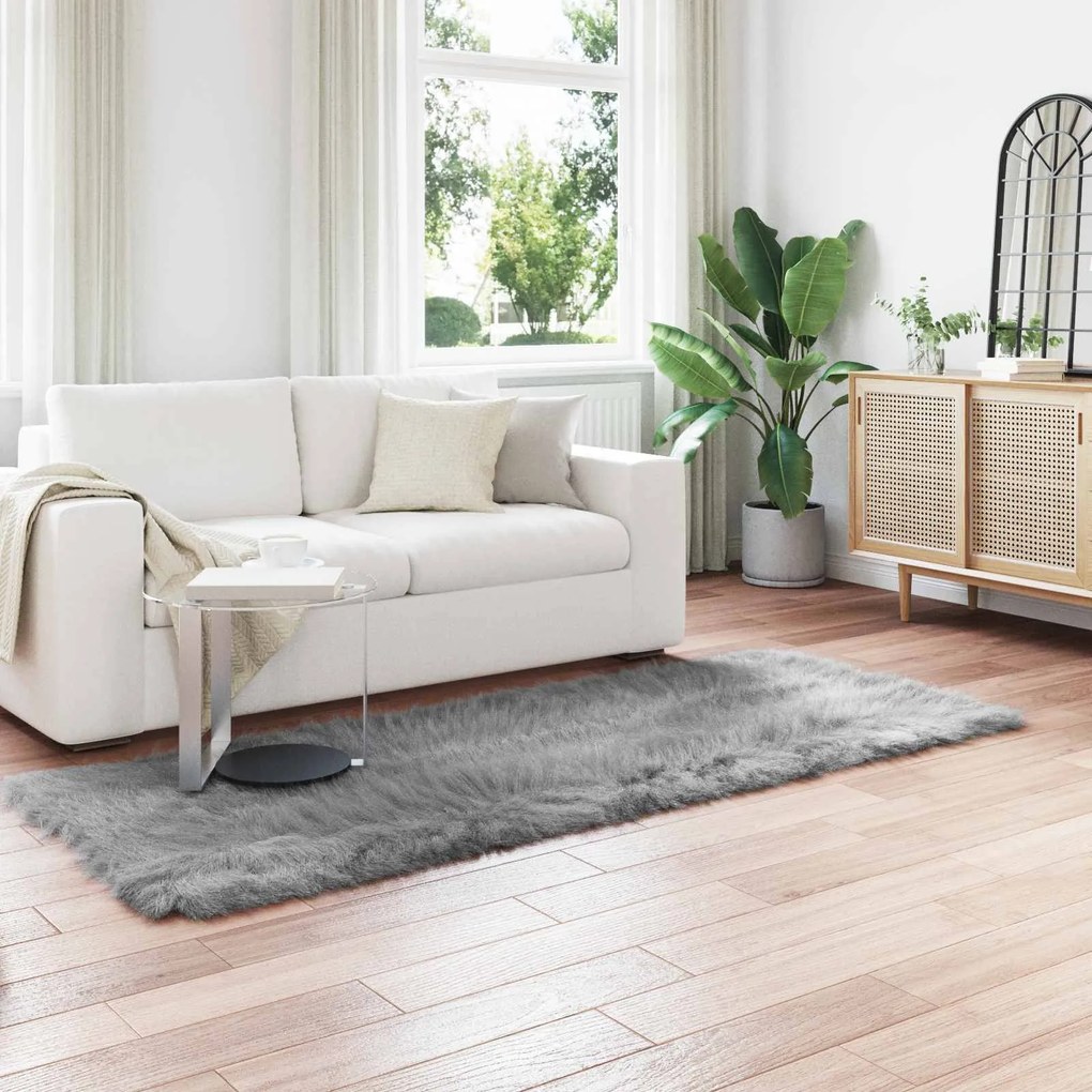 vidaXL Tapete Sintético de Pele de Ovelha Tafalla Cinzeto 80 x 250 cm