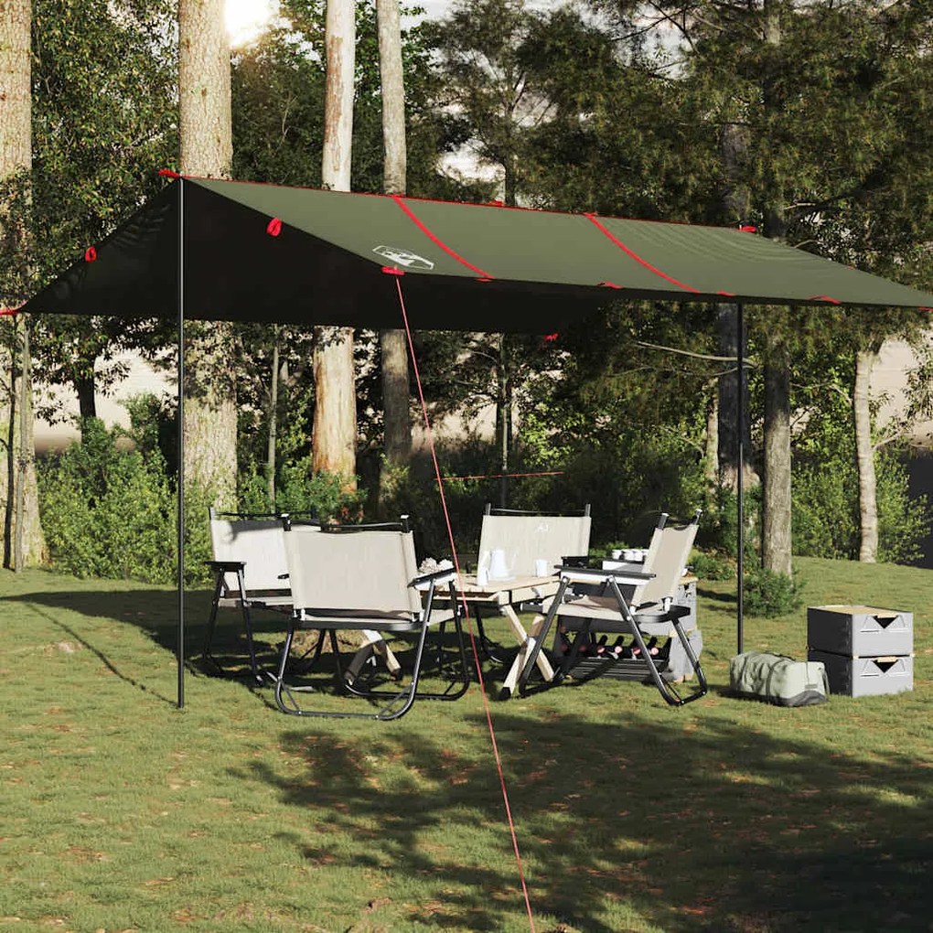 Lona de campismo 451x420 cm impermeável verde azeitona
