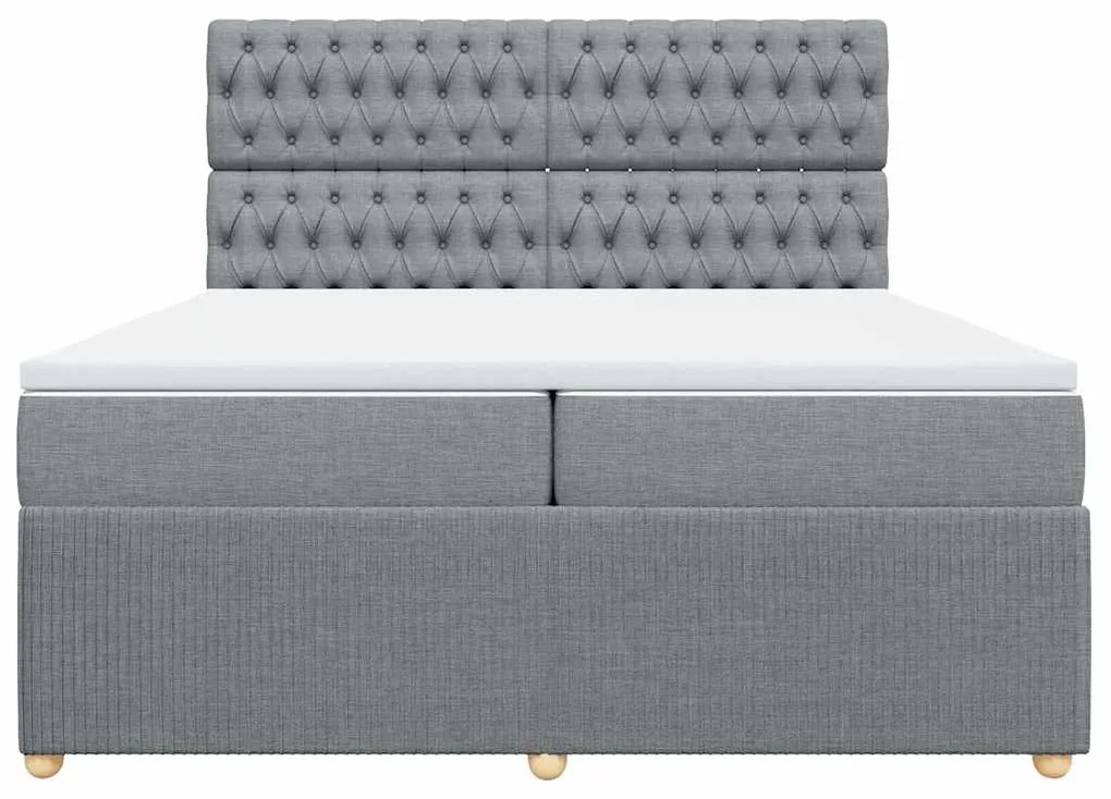 Cama com molas/colchão 200x200 cm tecido cinza-claro