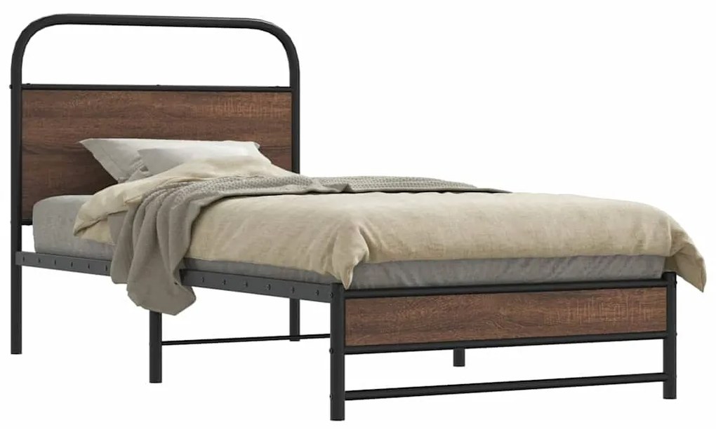 Estrutura cama s/ colchão derivados madeira carvalho castanho