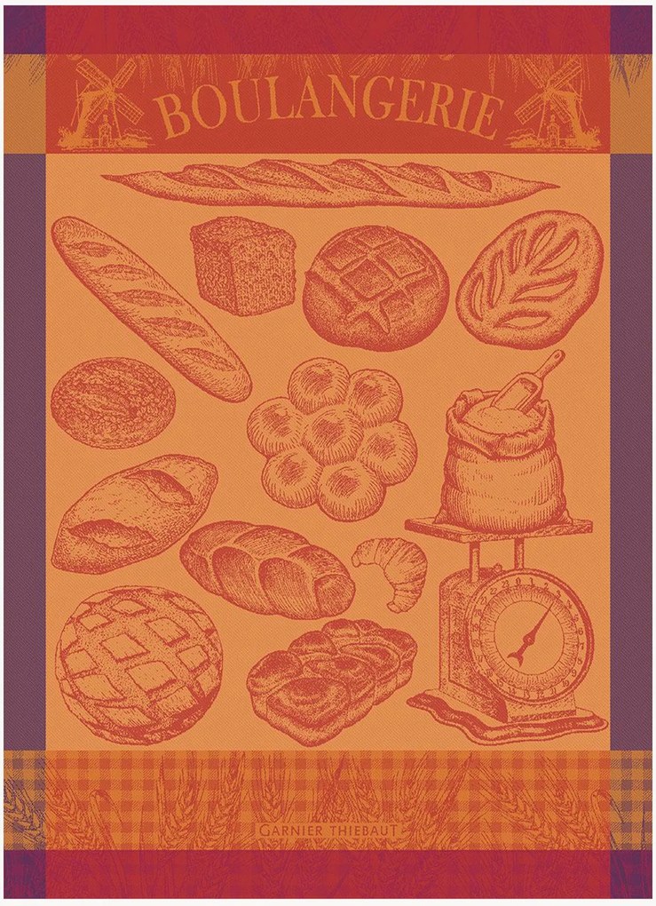 Panos de cozinha jacquard Boulangerie Moulin Ambre, conjunto de 4