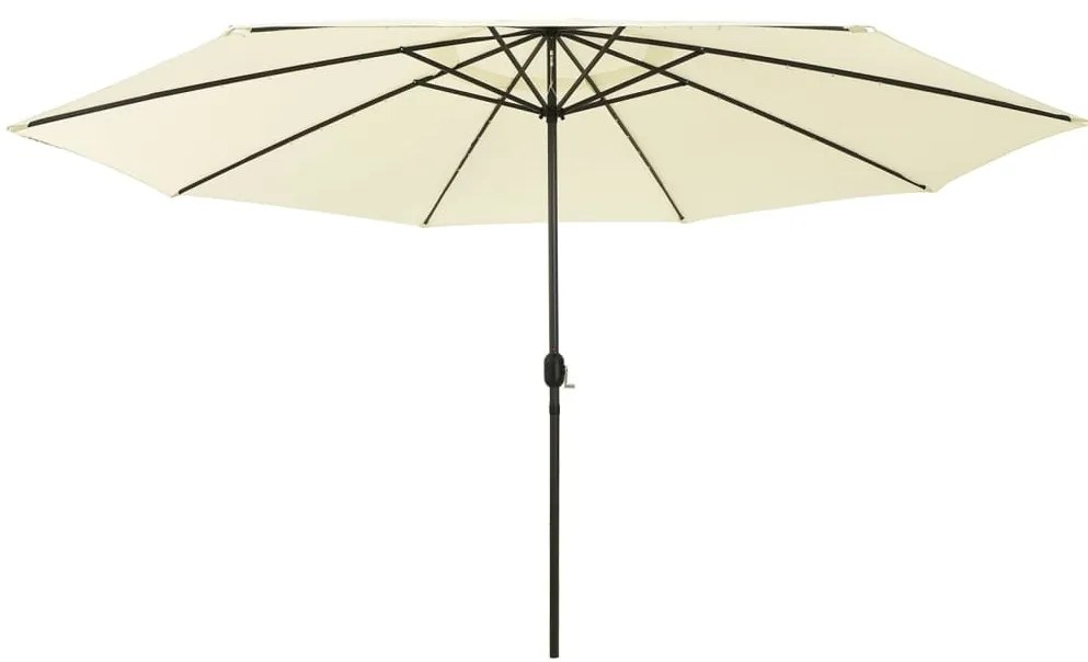 Guarda-sol de jardim com luzes LED 400 cm areia