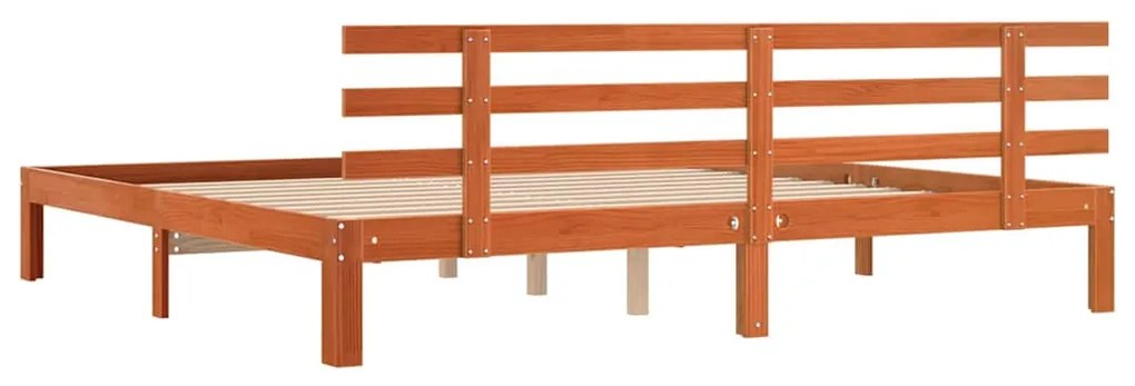 Estrutura de Cama Castanho Ceroso 200x200 cm Madeira Maciça de Pinho