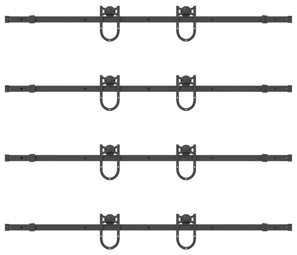Kit de ferragens para porta deslizante 366 cm aço preto