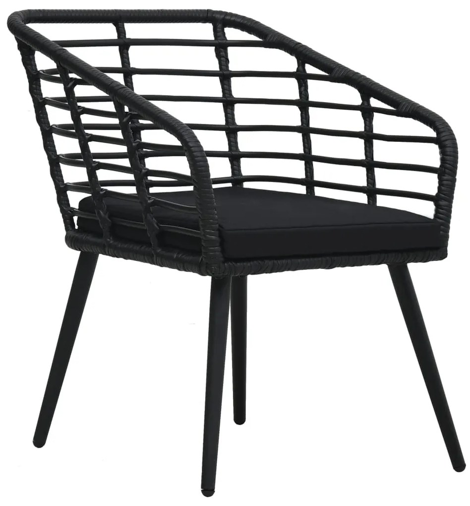 3 pcs conjunto bistrô vime PE preto