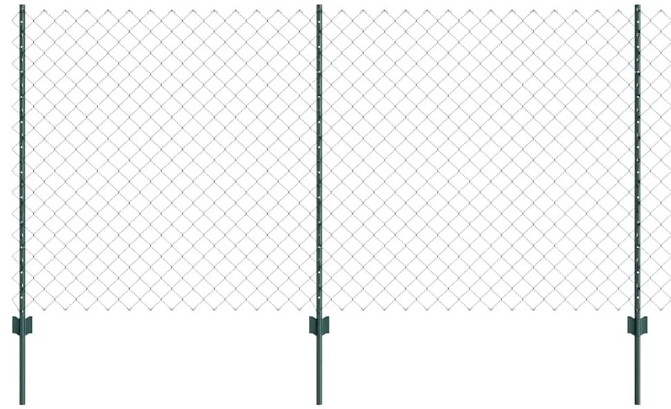 Cerca de Cadeia com 22 Postes U Verde 1,2x25 m Aço