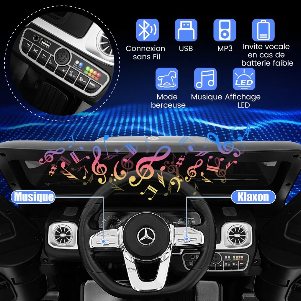 Carro elétrico para crianças Mercedes Benz G500 carro infantil elétrico com controle remoto branco