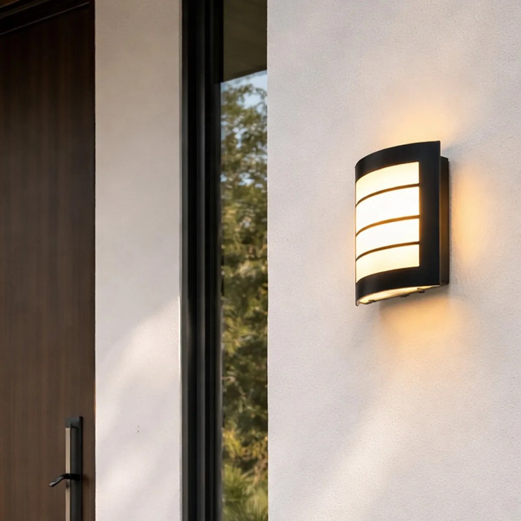 Candeeiro de parede exterior moderno preto IP44 - Miro