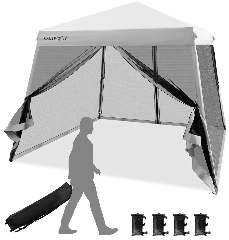 Cobertura pop-up instantânea com altura ajustável para pátio, acampamento e praia - branca
