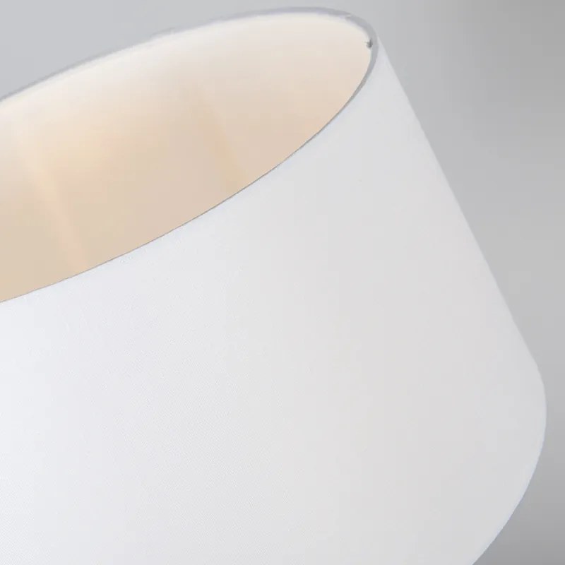 Candeeiro de mesa branco com cúpula branca 35 cm ajustável - Parte Moderno