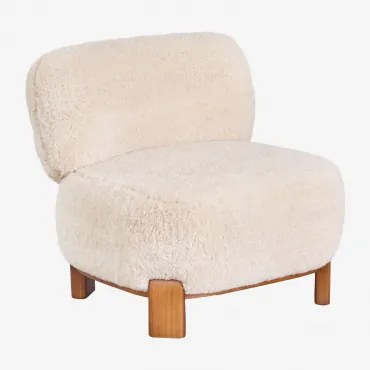 Cadeira Em Madeira De Borracha Estofada Eldred Chenille Creme Bege - Sklum