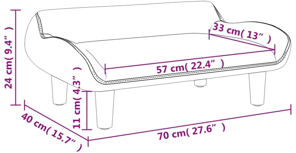 Sofá infantil 70x40x24 cm tecido cinzento-claro