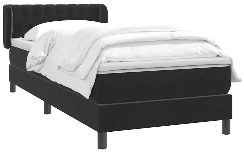 Cama com molas/colchão 80x220 cm veludo preto