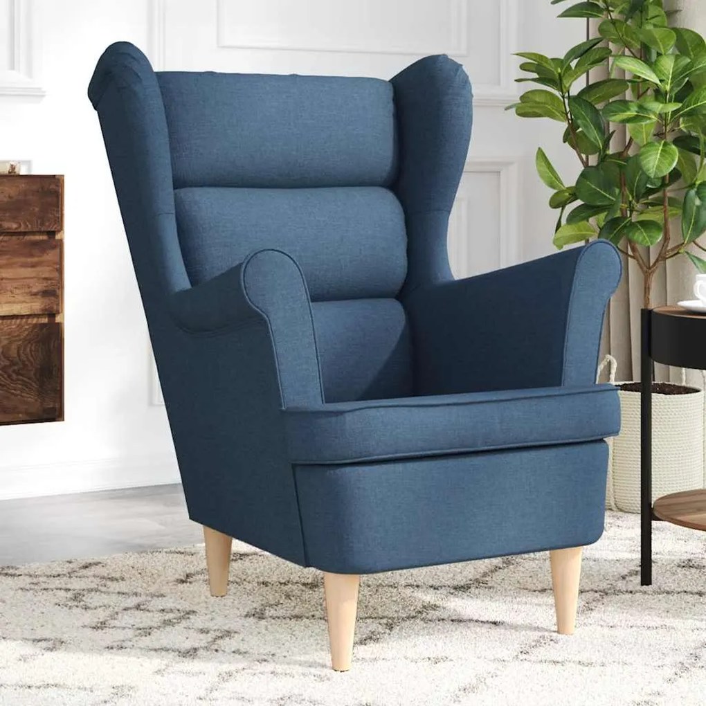 vidaXL Cadeira com apoio de braços 74x84x100 cm tecido azul