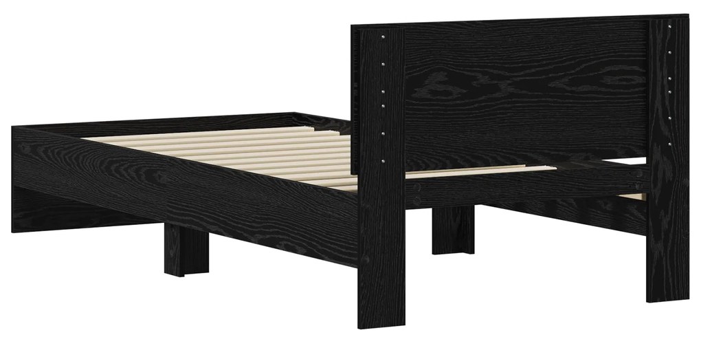 Estrutura de Cama Carvalho Preto 90x190 cm Madeira Engenharia