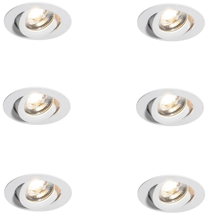 Conjunto de 6 Focos Embutidos Modernos Branco 8,2cm Incl. LED IP54 Ultra Fino - Pupil