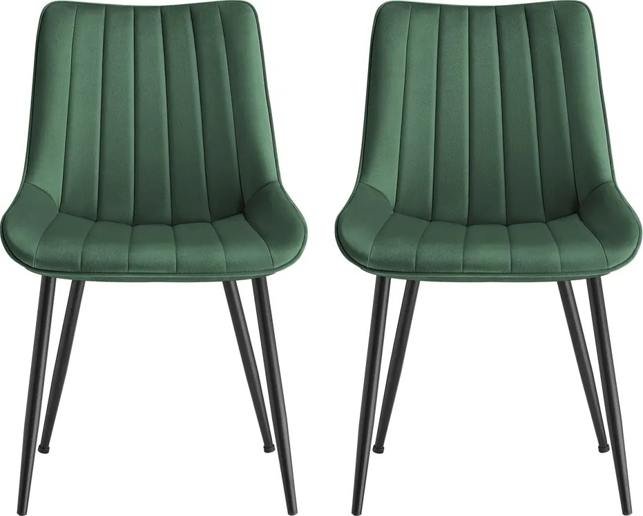 Conjunto 2 cadeiras de sala de jantar, cadeira de cozinha, pernas de aço verde-preto