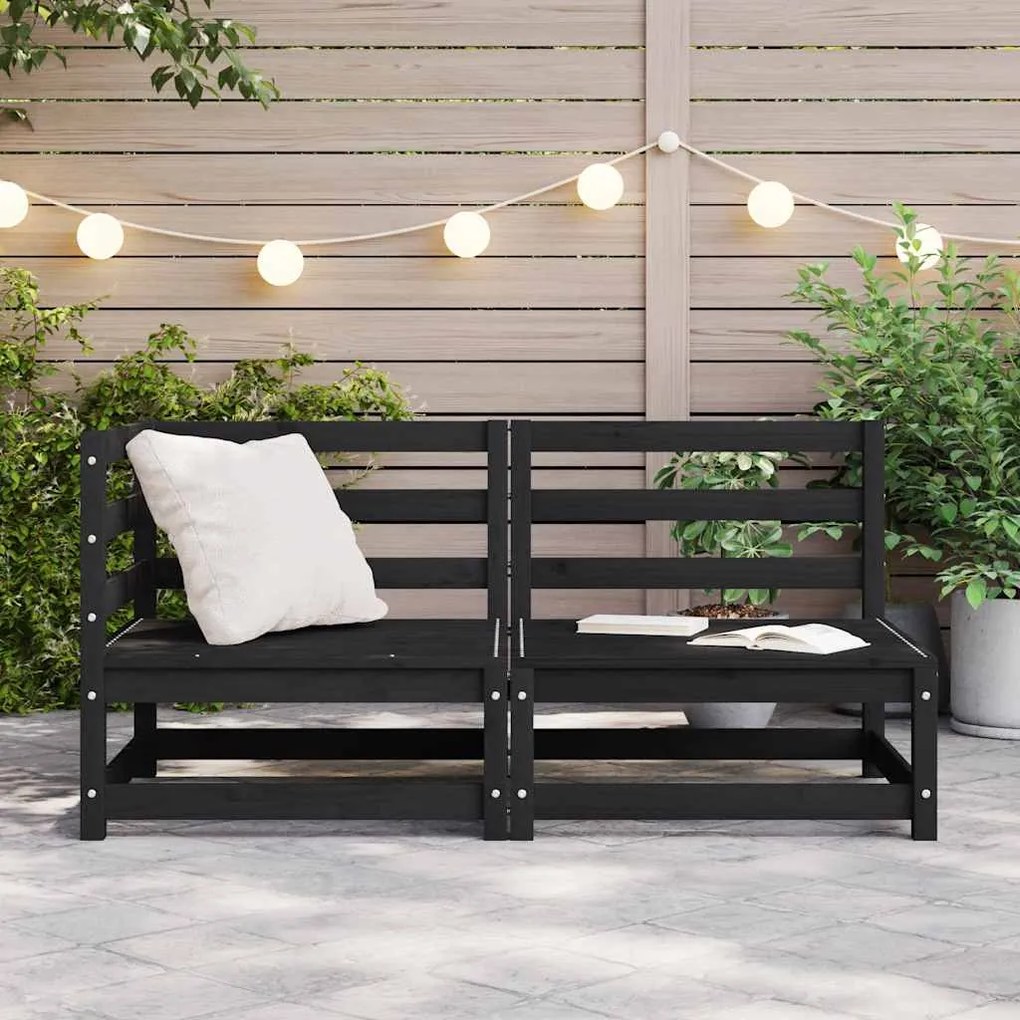 2 pcs conjunto lounge de jardim pinho maciço preto