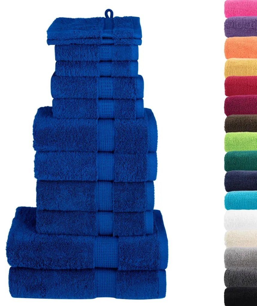 12pcs Conjunto toalhas banho premium SOLUND 600 gsm azul