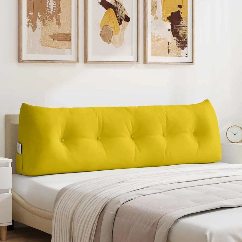 vidaXL Travesseiro para Costas Amarelo 160 x 24 x 50 cm Veludo