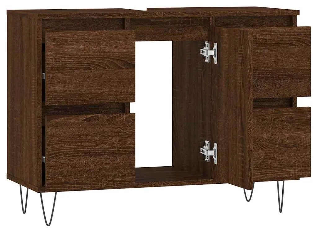 Armário casa banho 80x33x60 cm deriv.madeira carvalho castanho