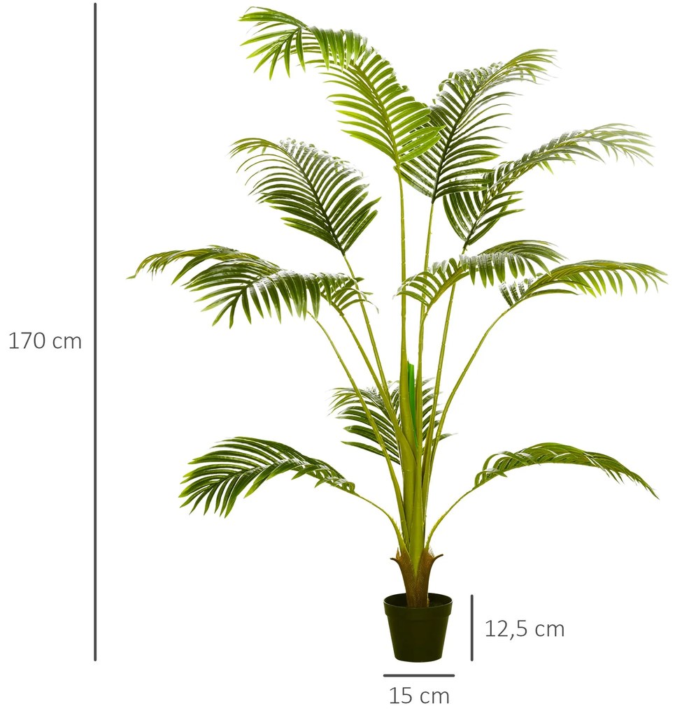 HOMCOM Palmeira Areca Artificial 170cm Planta Artificial com 11 Folhas