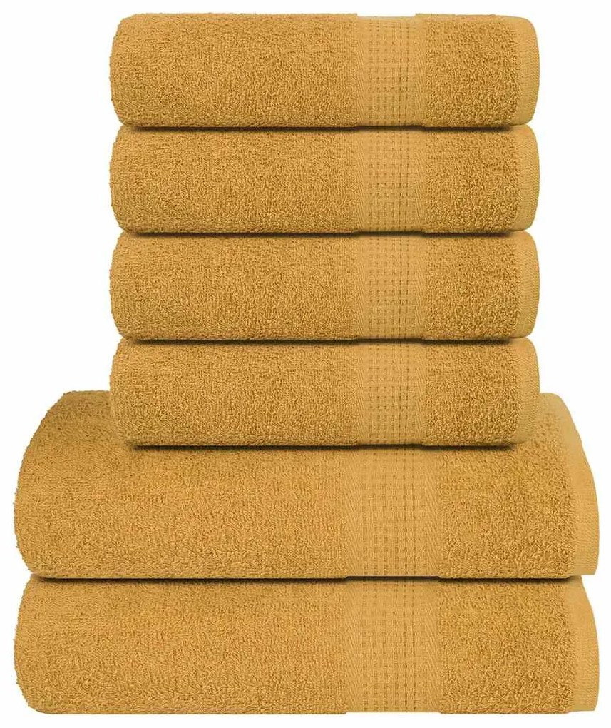 vidaXL 6pcs Conjunto toalhas banho 360 gsm 100% algodão dourado