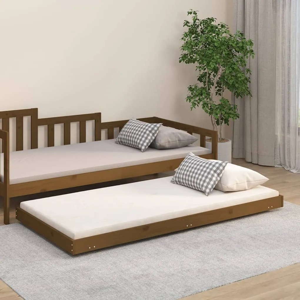 823507 vidaXL Estrutura de cama 90x190cm madeira de pinho maciça castanho mel