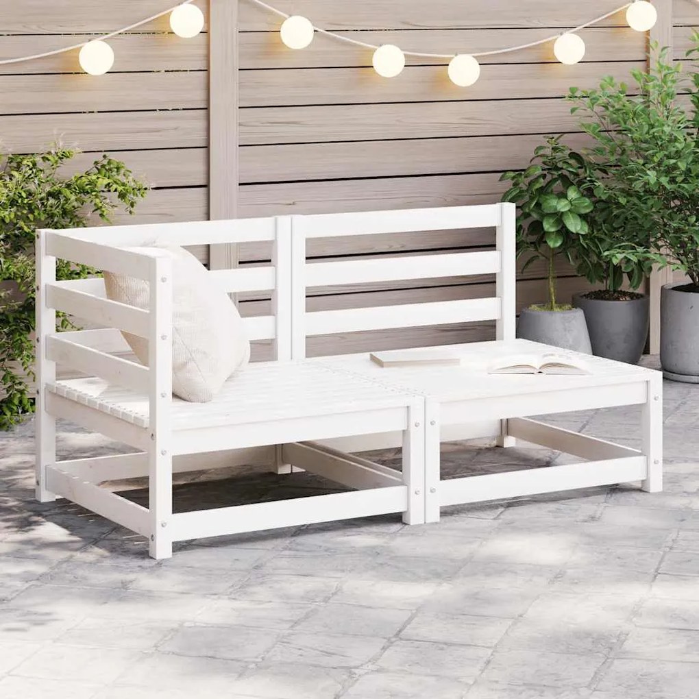 vidaXL 2 pcs conjunto lounge de jardim pinho maciço branco