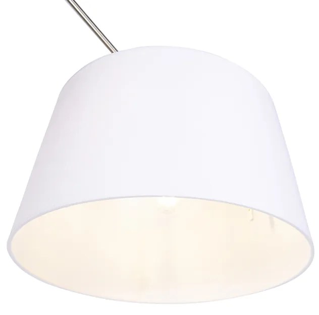 Candeeiro de suspensão em aço com cúpula de linho branco 35 cm - Blitz Country / Rústico